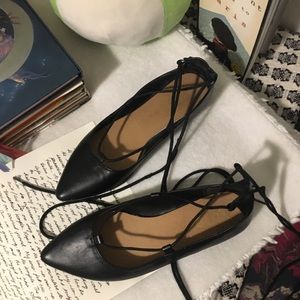 Black Tie Strap Flats